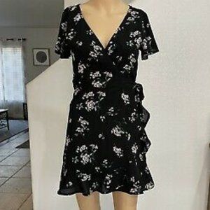 Abercrombie Black Floral Wrap Dress